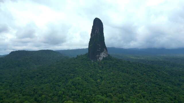 Flyinhg over Agripalma,one of the island's main economic player, in the south of island.A concession of 2,400 hectares for an industrial palm oil cultivation plant towards Peek Cao Grande,Sao Tome.