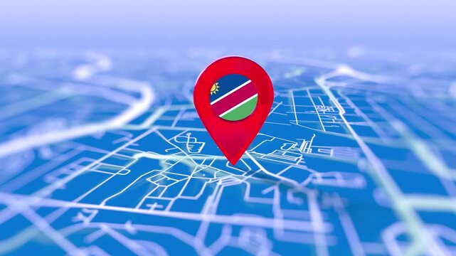 Namibia Flag Pin Location On Digital Map Revealing By Cloth