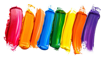 A spectrum of thick, textured brushstrokes in vibrant colors against a black background