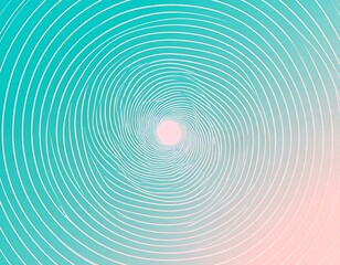 An abstract image featuring concentric white lines spiraling inward, creating a hypnotic, visual effect with blue and pink gradients
