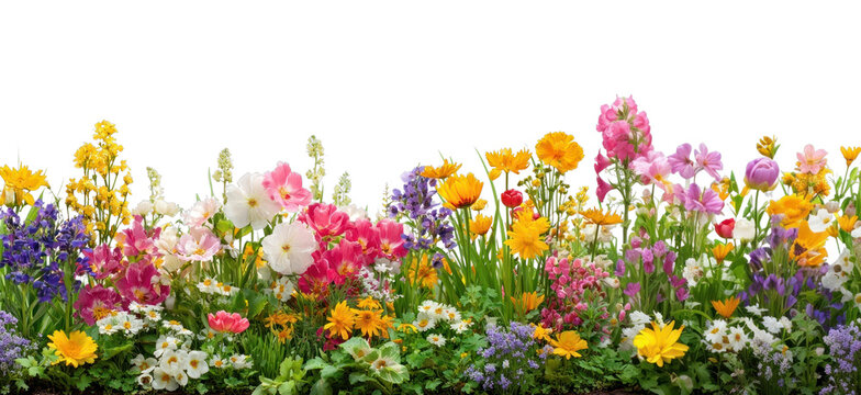PNG Spring flowers border garden landscape colorful.