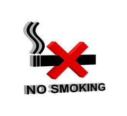 Isometric 3D no smoking icon with text on white background