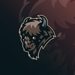 Bison mascot logo design vector. Bison head illustration for sport and esport team.
