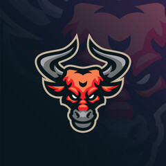 Bull mascot logo design vector. Bull head illustration for sport and esport team.
