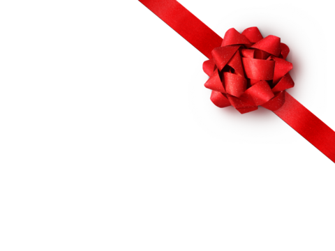 A red ribbon is tied in a stylish bow against PNG transparent. - Powered by Adobe