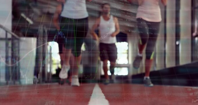 Animation of data processing over diverse people running