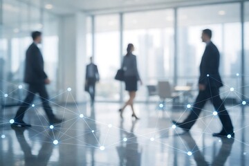 Future Corporate Network and Digital Connectivity Concept with Business Professionals in Modern Office