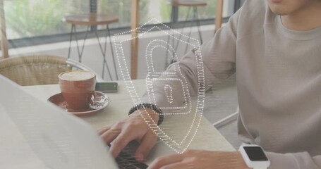 Animation of dna strand over network of connections over light circles - Powered by Adobe