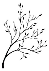 Naklejka premium Line art illustration of a tree branch depicting delicate foliage for natural decorations