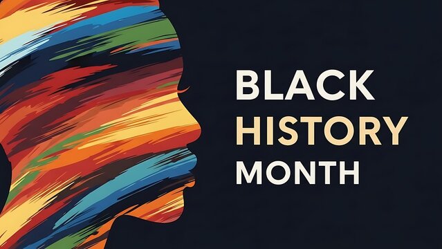 Black History Month Celebration with Colorful Abstract Profile Silhouette. - Powered by Adobe