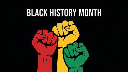 Obraz premium Black History Month Fist Raised Symbol of Unity and Strength.
