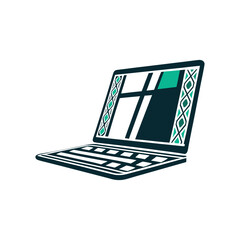 Stylish Laptop with Geometric Pattern Vector Illustration