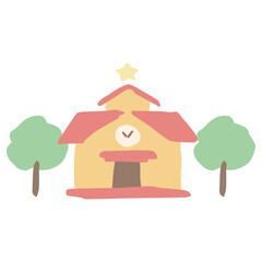 入園・入学案内に使える やさしいイラストカットシリーズ｜幼稚園の校舎
Gentle Illustration Cut Series for Kindergarten Entrance & School Admission｜Kindergarten Building
