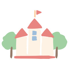 入園・入学案内に使える やさしいイラストカットシリーズ｜幼稚園の校舎
Gentle Illustration Cut Series for Kindergarten Entrance & School Admission｜Kindergarten Building