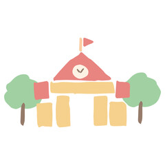 入園・入学案内に使える やさしいイラストカットシリーズ｜幼稚園の校舎
Gentle Illustration Cut Series for Kindergarten Entrance & School Admission｜Kindergarten Building