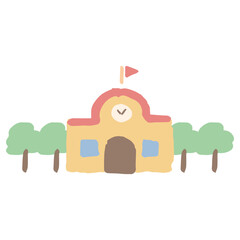 入園・入学案内に使える やさしいイラストカットシリーズ｜幼稚園の校舎
Gentle Illustration Cut Series for Kindergarten Entrance & School Admission｜Kindergarten Building