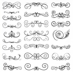 Obraz premium Elegant Collection of Decorative Swirls and Flourishes for Design Elements.
