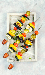 Grilled Vegetable Skewers on Table