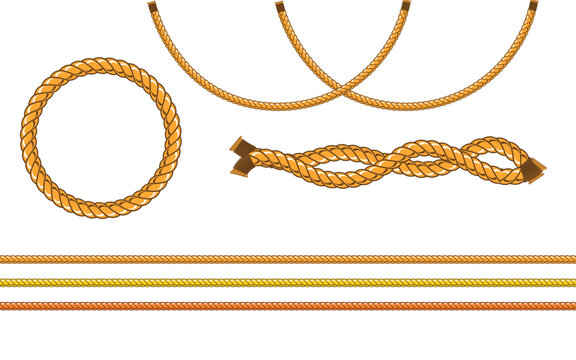 Rope Brushes and Decorative Cord Frames Vector Set