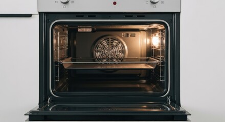 Obraz premium Open oven, interior lit, empty