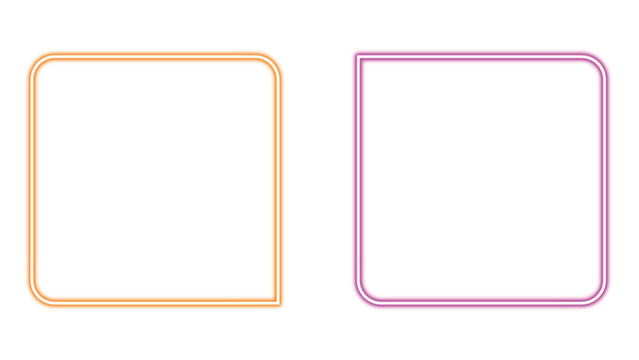 Neon Square Frame Vector on Transparent Background Glowing Rounded Rectangle Border