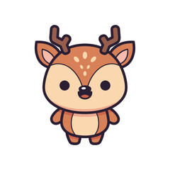 Adorable Cartoon Deer Vector Illustration
