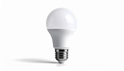 Single upright LED light bulb with rounded top and metallic screw base on plain white background