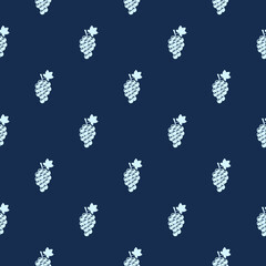 Fototapeta premium Bunch of grapes with leaf flat seamless pattern isolated on color background