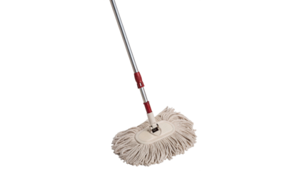 A mop rests  isolated on transparent background cut out