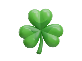 Vibrant 3D rendered green shamrock icon representing luck, nature, and positive fortune