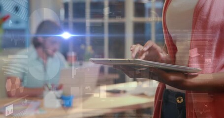 Animation of network of connections over businessman using smartphone - Powered by Adobe