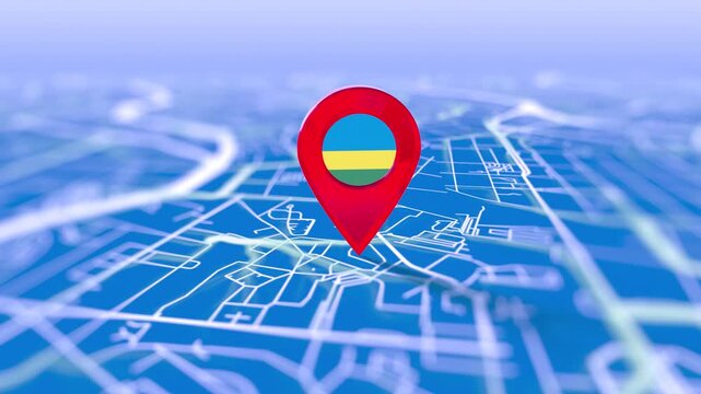 Rwanda Flag Pin Location On Digital Map Revealing By Cloth