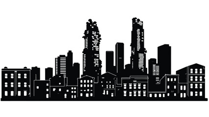 Obraz premium Modern city skyline silhouette with diverse architecture under a clear sky