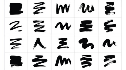 Collection of unique black brush stroke illustrations