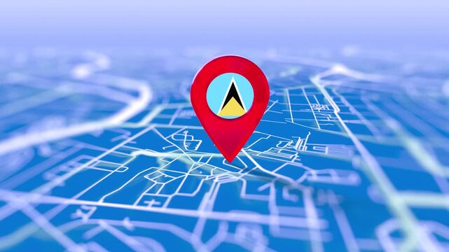 Saint Lucia Flag Pin Location On Digital Map Revealing By Cloth