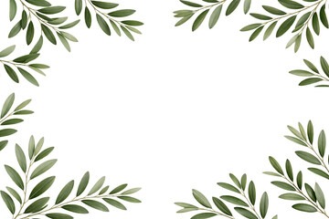 Obraz premium Botanical olive branch frame with copy space, isolated on transparent background for natural and cosmetic layouts