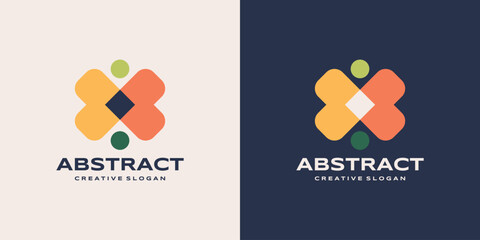 Colorful Minimalist Abstract Logo For Creative Agency And Community Branding Vector Template