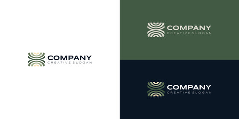 Modern Abstract Geometric Green Earth Tone Logo for Technology and Environmental Sustainability Business Vector Design