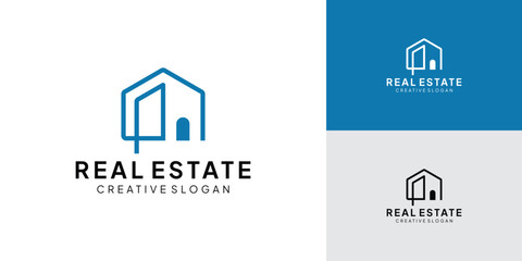 Minimalist Home Property Symbol Logo Design with Initial Letter P for Real Estate Vector Template