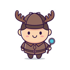 Obraz premium Cartoon Ranger Character with Magnifying Glass