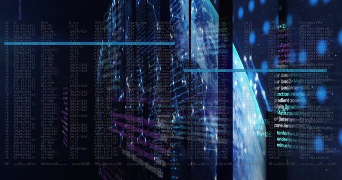 Animation of data processing and networks of connections over binary coding