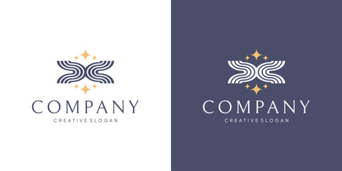 Premium Logo Symbol Template for Fashion and Beauty Property Company with Sparkling Stars Vector Design