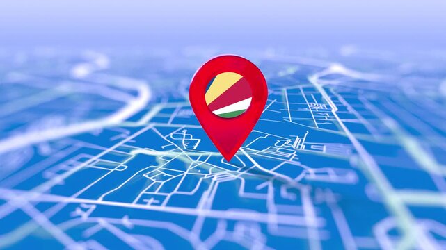 Seychelles Flag Pin Location On Digital Map Revealing By Cloth