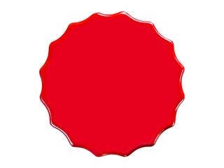 Red wooden board starburst shaped with round corner isolated.