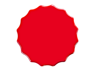 Red wooden board starburst shaped with round corner isolated.