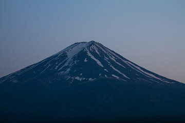 Mt Fuji with snow in winter at lake Kawaguchiko Japan
