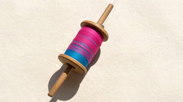 Colorful Kite Spool on White Texture