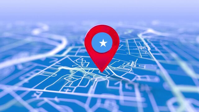 Somalia Flag Pin Location On Digital Map Revealing By Cloth