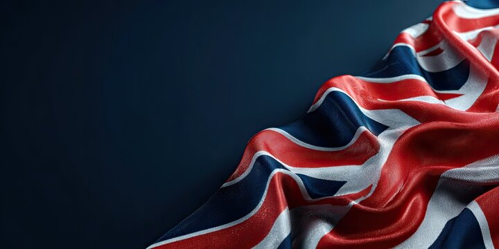 A detailed image of a stylized flag with red, white, and blue hues.  The background is dark