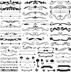 Obraz premium Elegant decorative dividers, ornate line separators, vintage flourish designs, whimsical borders, and charming embellishments for creative projects vector